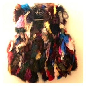 Colorful patched fur vest !